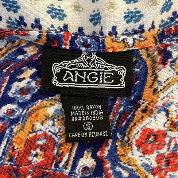 Angie Boho Floral Rayon Open Kimono Cardigan Short Sleeve Top Size Small - Picture 7 of 7